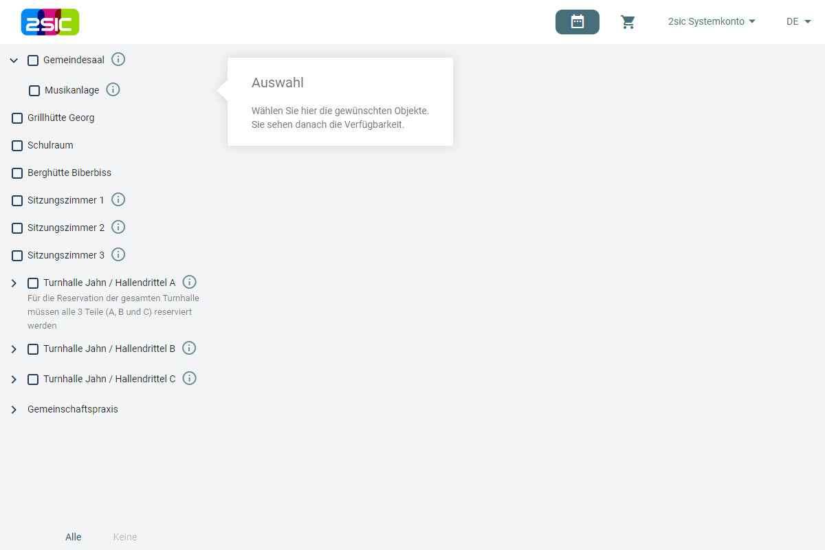 Gesamte Halle oder Hallendrittel